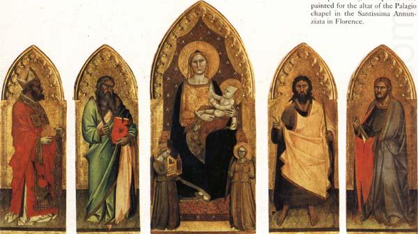 Madonna and Child Enthroned with Two Angels and SS.Andrew,Nicholas,john the Baptist and James, Andrea di Orcagna